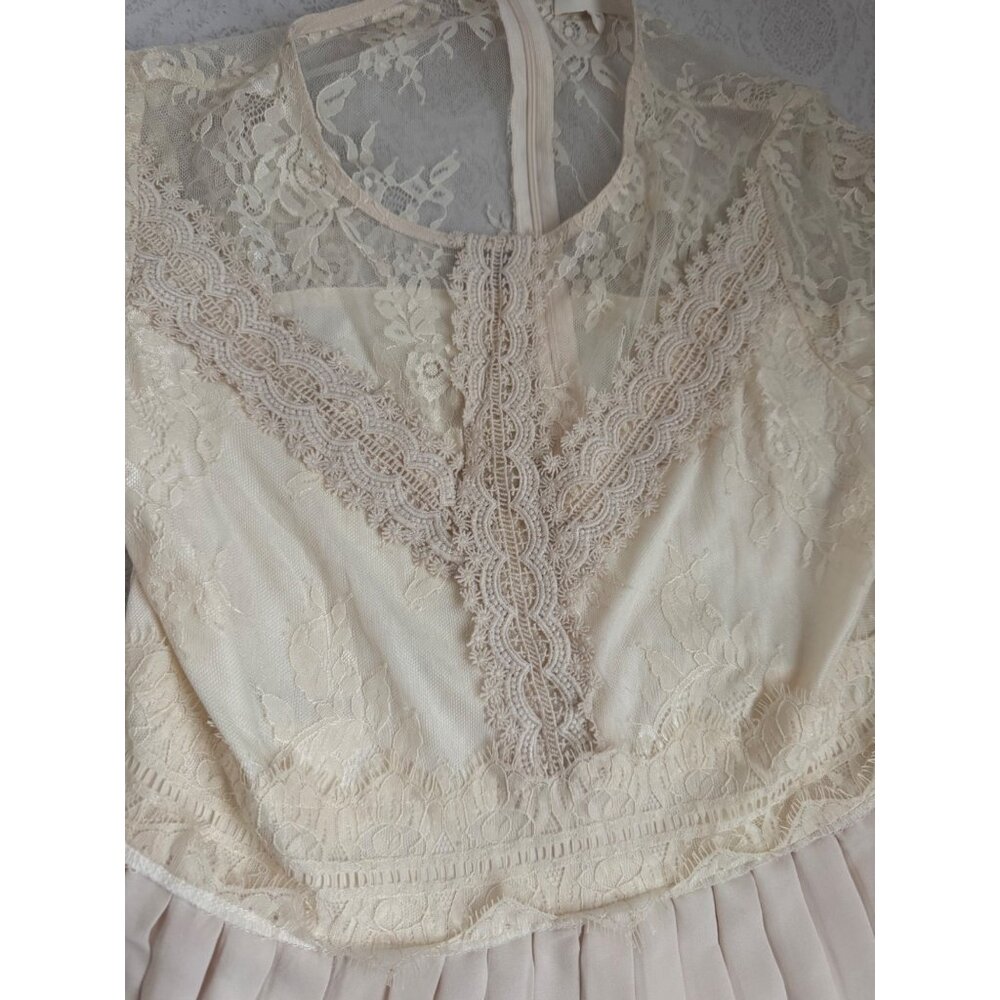 Böhme Womens Ivory Lace & Chiffon Long-Sleeve Maxi Dress Size M